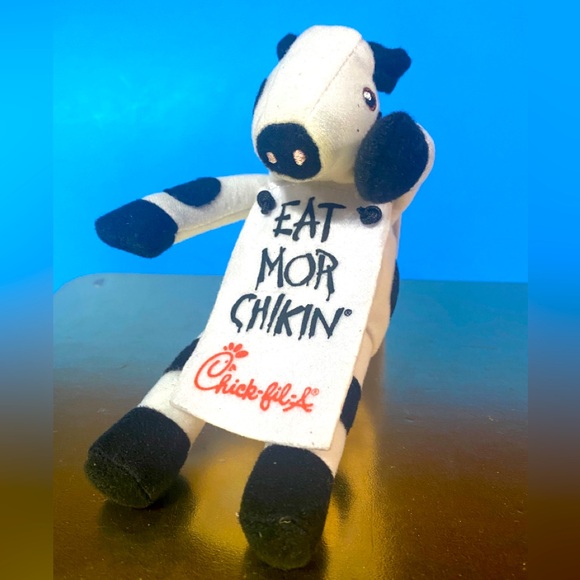 CHICK-FIL-A  PROMOTIONAL COW PLUSH WEARING DOUBLE-SIDED SIGN EAT MOR CHIKIN 2002 - Picture 12 of 15